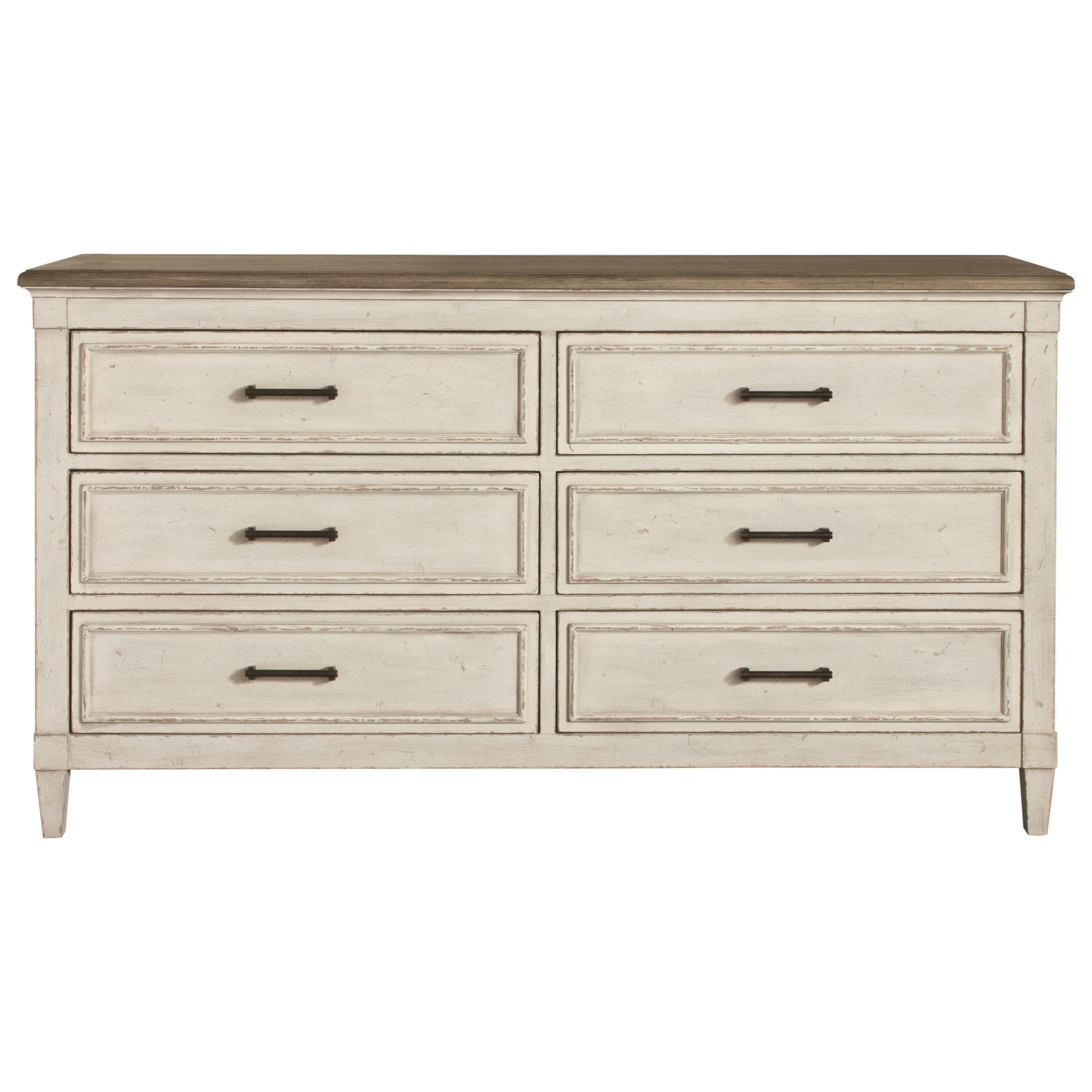 Bassett Bella 2572 0237 Cottage 6 Drawer Dresser with Weathered Finish Johnny Janosik Dressers